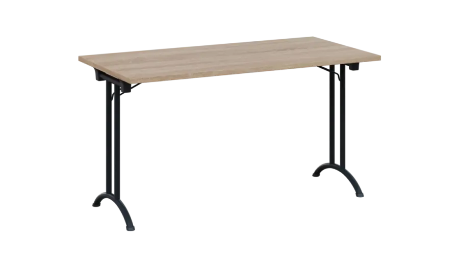 SLA 140 lak skládací jednací stůl 1394x700, deska 25 mm, podnož černý lak, deska dub bardolino